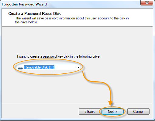 create a password reset disk
