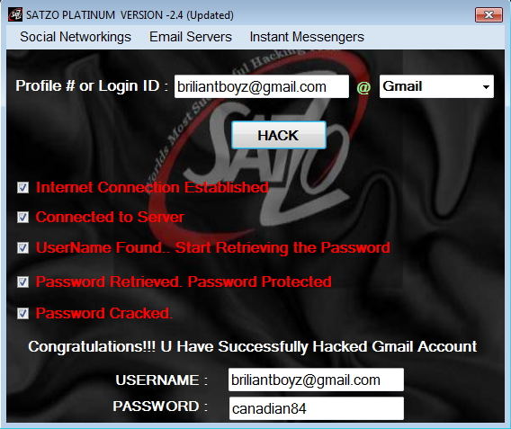 Gmail Email Id Hacking Password Tool