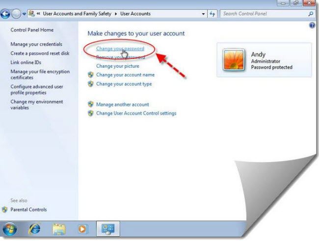 how to change password hint in windows 7