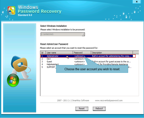 Windows Pasword Recovery Standard