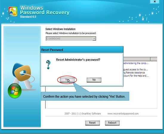 administrator password reset