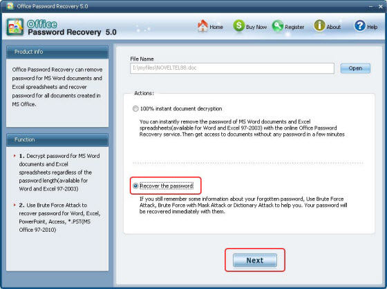 recover office password