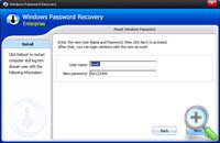 type the name/password for new account