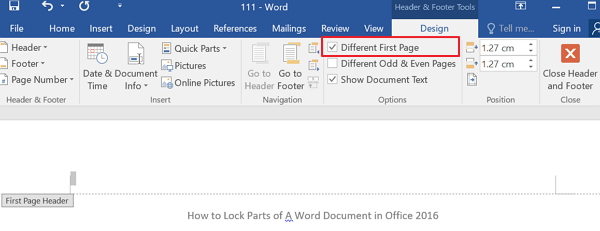 delete header and footer in word 2016