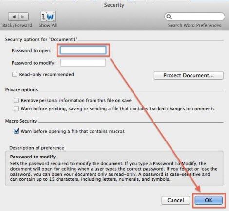 Password protect a file in microsoft word for mac 2011