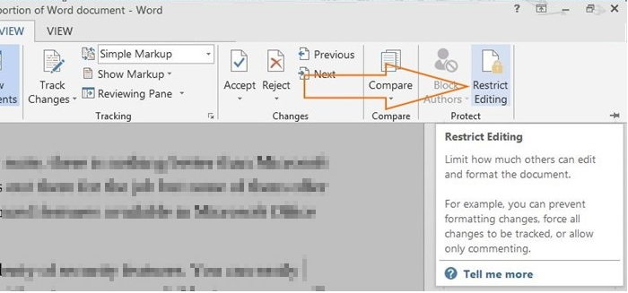 how to lock parts of a word document