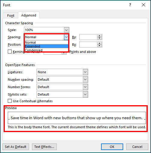 how to fix sentence spacing between words in word