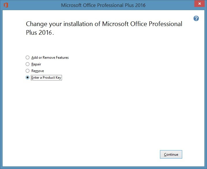 change license key for office 2016