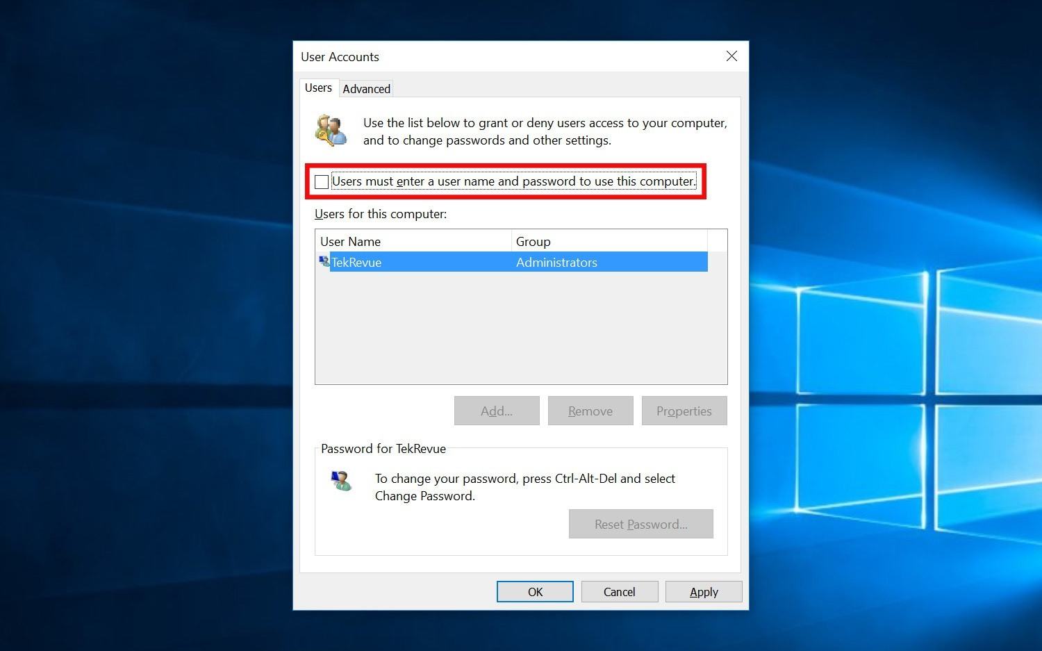 how to remove windows 10 password on startup