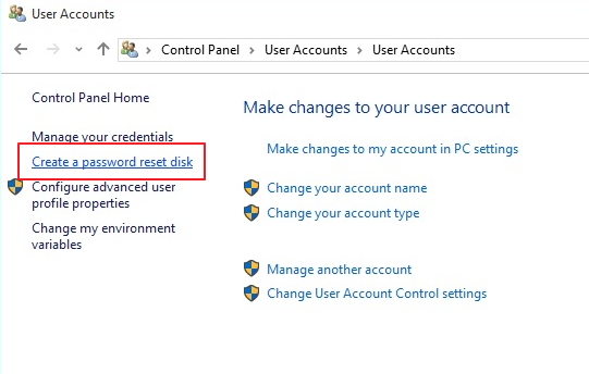 create password reset disk for another computer windows 10