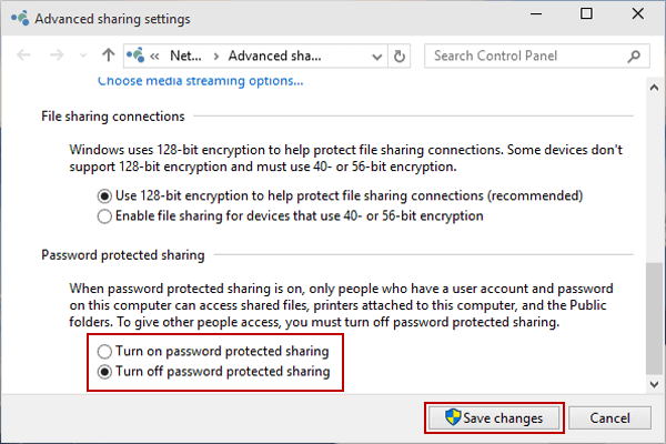 turn off password protected sharing windows 10 not visible