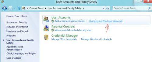 changing admin password windows 8