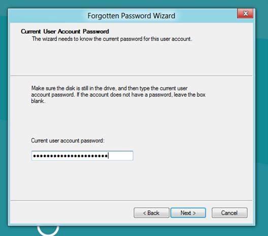 forgotten password wizard not working