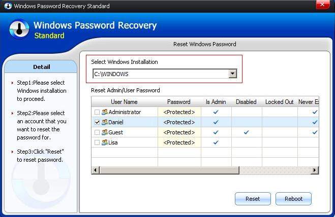 lost windows xp professional password